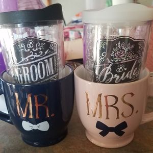 Bride groom/ Mr Mrs cup set